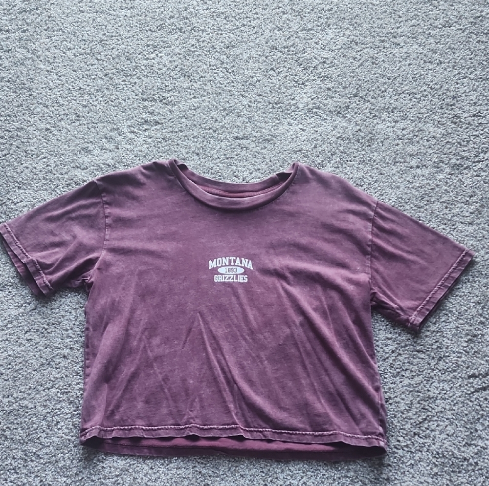 Montana Grizzlies Women's Maroon Short Sleeve Crop Tee